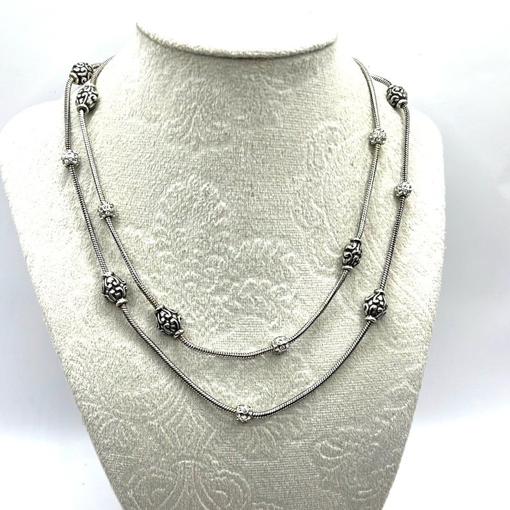 Brighton Full Moon Rising Silver Crystal Necklace, double strand Necklace